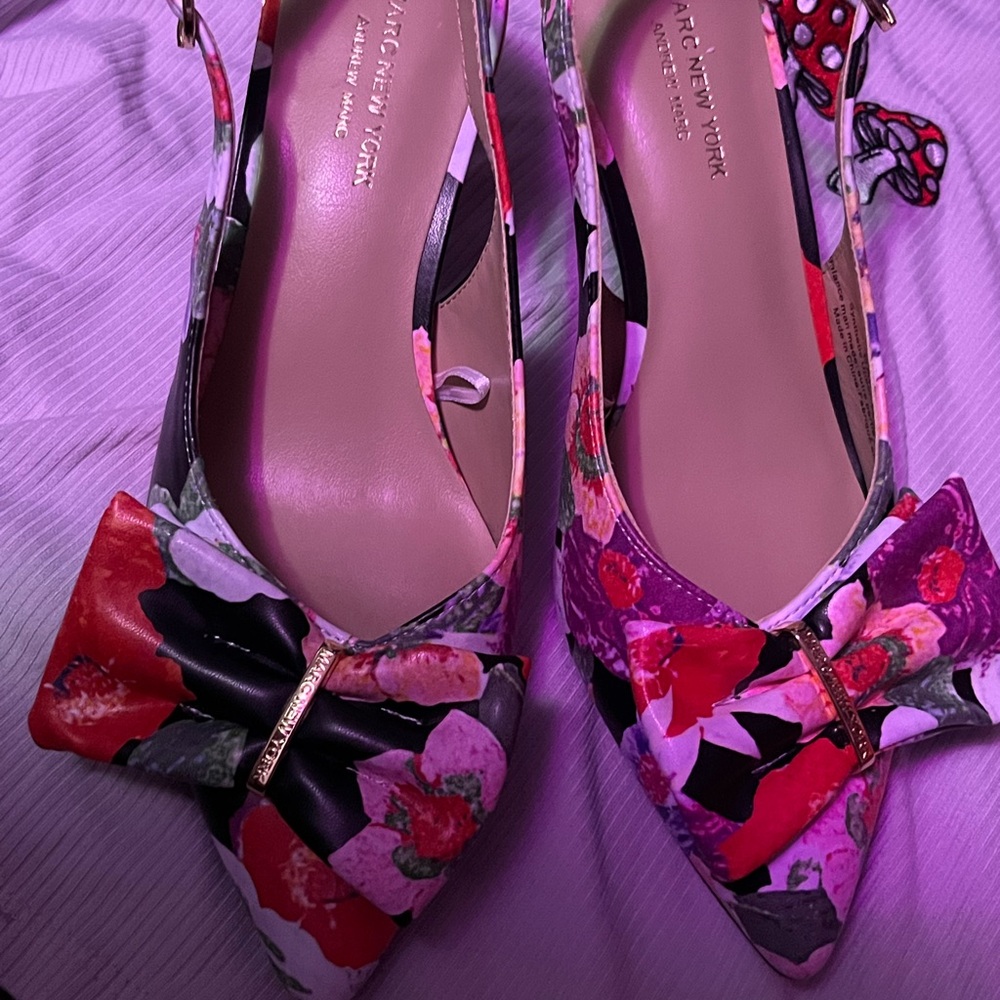 Marc New York Red and Black Peep-Toe Heels